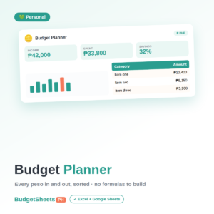 Personal Budget Planner spreadsheet by BudgetSheets PH