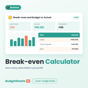 Break-even and Budget vs Actual — BudgetSheets PH