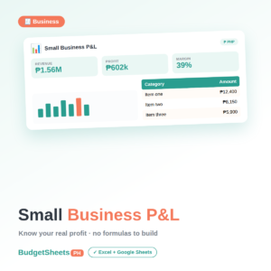 Small Business Profit and Loss spreadsheet by BudgetSheets PH