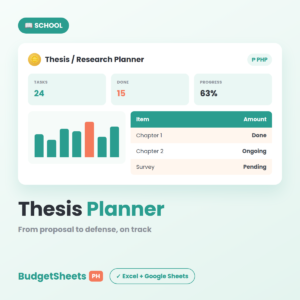Thesis / Research Planner spreadsheet template — BudgetSheets PH