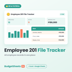 Employee 201 File Tracker spreadsheet template — BudgetSheets PH