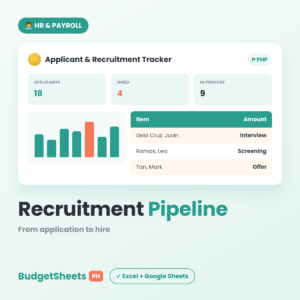 Applicant & Recruitment Tracker spreadsheet template — BudgetSheets PH