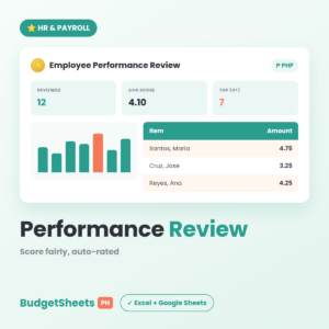 Employee Performance Review spreadsheet template — BudgetSheets PH