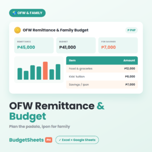 OFW Remittance & Family Budget spreadsheet template — BudgetSheets PH